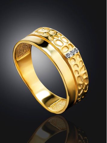 Gold Plated Band Ring With Crystals, Ring Size: 6 / 16.5, image , picture 2