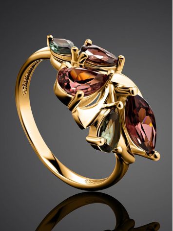 Classy Gold Plated Ring With Crystals, Ring Size: 6 / 16.5, image , picture 2