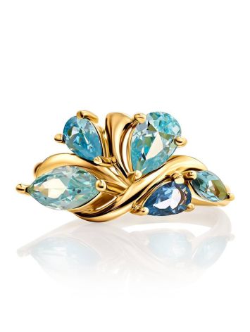 Fabulous Gold Plated Ring With Blue Crystals, Ring Size: 6 / 16.5, image , picture 3