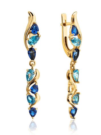 Exquisite Gold Plated Dangles With Crystals, image 