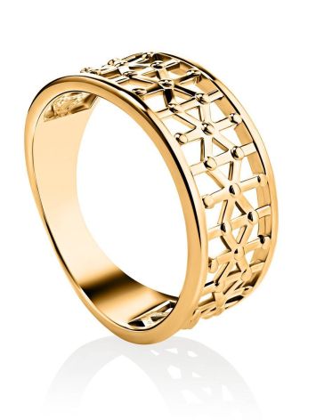 Laced Gold Plated Band Ring, Ring Size: 7 / 17.5, image 