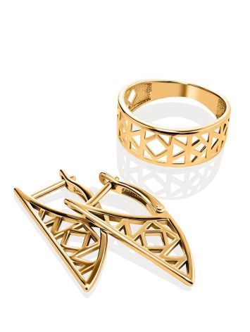 Stylish Geometric Gold Plated Earrings, image , picture 3