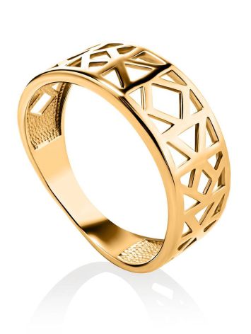 Geometric Gold Plated Ring, Ring Size: 7 / 17.5, image 