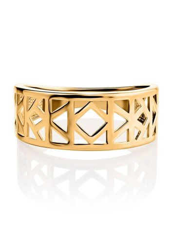 Geometric Gold Plated Ring, Ring Size: 6.5 / 17, image , picture 3