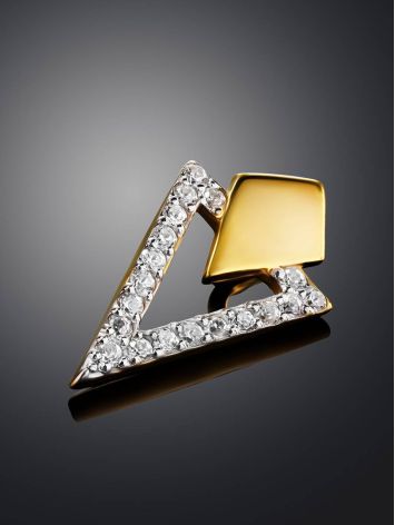 Geometric Gold Plated Pendant With White Crystals, image , picture 2