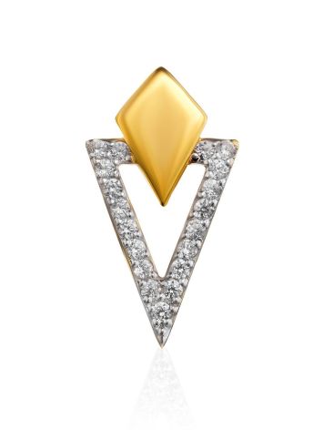 Geometric Gold Plated Pendant With White Crystals, image 