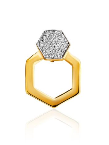 Geometric Gold Plated Pendant With Crystals, image 