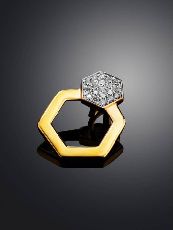 Geometric Gold Plated Pendant With Crystals, image , picture 2