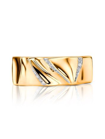 Bright Gold Plated Band Ring With Crystals, Ring Size: 6.5 / 17, image , picture 3