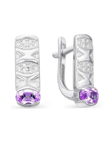 Silver Earrings With Bright Amethysts, image 
