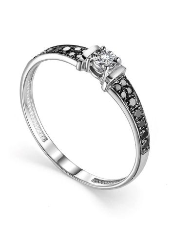 White Gold Ring With Two Toned Diamonds, Ring Size: 7 / 17.5, image 