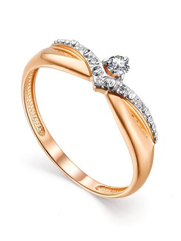 Golden Statement Ring With Diamonds, Ring Size: 8 / 18, image 