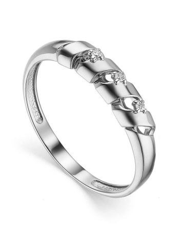 Chic White Gold Diamond Ring, Ring Size: 6 / 16.5, image 