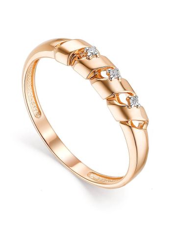 Golden Ring With 3 Diamonds, Ring Size: 7 / 17.5, image 