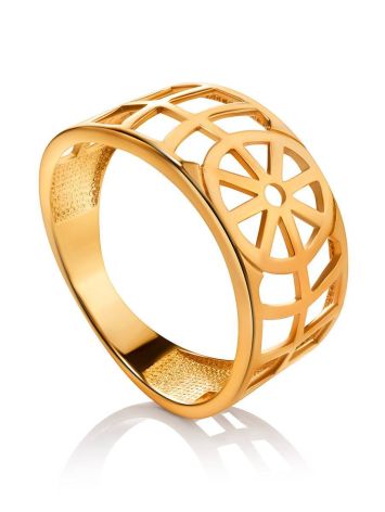 Geometric Gold Plated Silver Ring, Ring Size: 8 / 18, image 