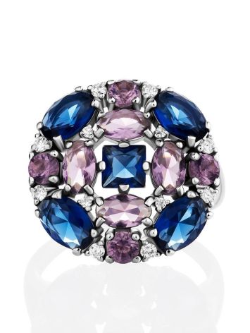 Charming Cocktail Ring With Multicolor Crystals, Ring Size: 8 / 18, image , picture 3
