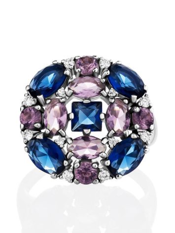 Charming Cocktail Ring With Multicolor Crystals, Ring Size: 8 / 18, image , picture 3
