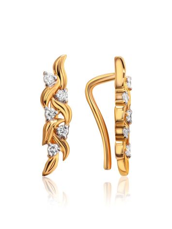 Refined Gold Plated Silver Earrings With Crystals, image 