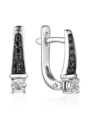 White Gold Earrings With Black And White Diamonds, image 