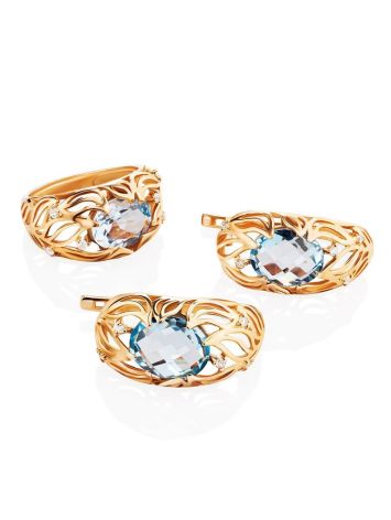 Ornate Golden Earrings With Topaz And Crystals, image , picture 4