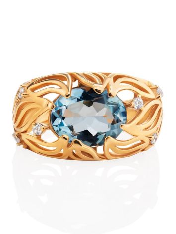 Ornate Golden Ring With Topaz And Crystals, Ring Size: 6.5 / 17, image , picture 4