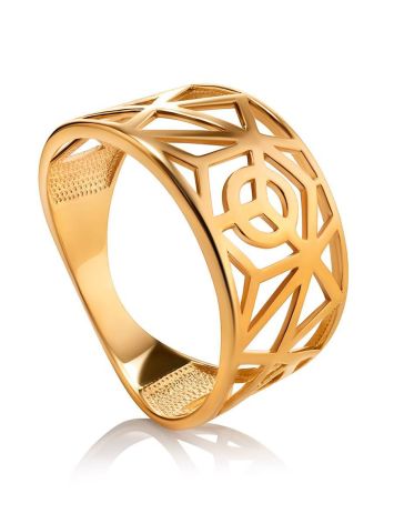 Designer Gold Plated Silver Band Ring, Ring Size: 7 / 17.5, image 
