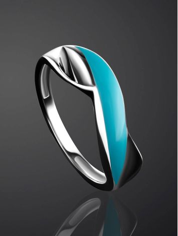 Silver Ring With Blue Enamel, Ring Size: 7 / 17.5, image , picture 2