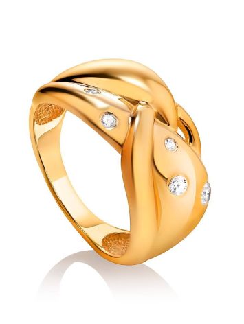 Classy Gold Plated Silver Band Ring, Ring Size: 8.5 / 18.5, image 