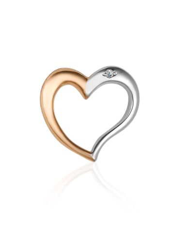 Golden Heart Shaped Pendant With Diamond, image 