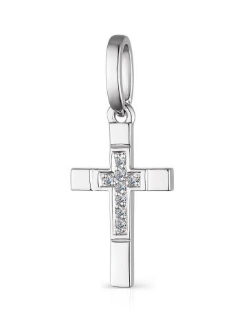White Gold Cross Pendant With Black And White Diamonds, image , picture 3