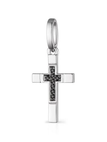 White Gold Cross Pendant With Black And White Diamonds, image 