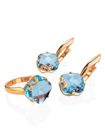 Fabulous Golden Ring With Bold Topaz, Ring Size: 8.5 / 18.5, image , picture 6