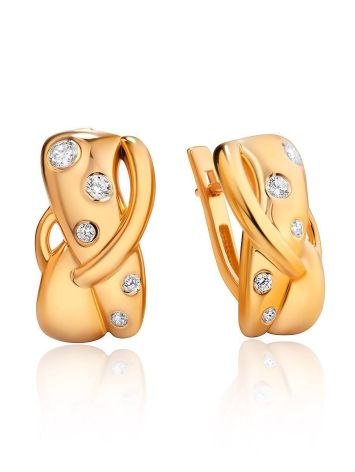 Lustrous Gold Plated Silver Earrings, image 