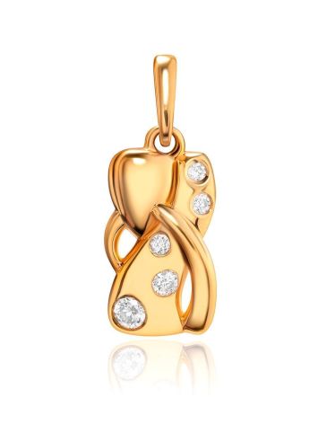 Bright Gold Plated Silver Pendant With Crystals, image 