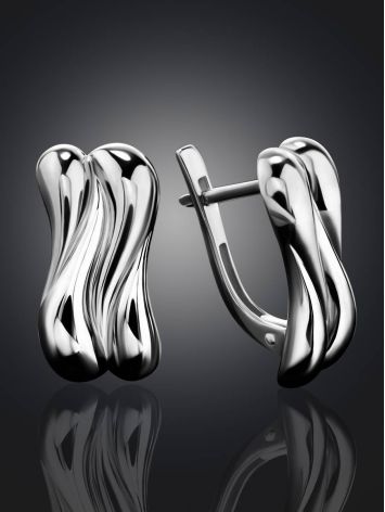 Glossy Silver Earrings, image , picture 2