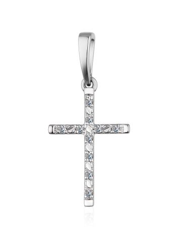 White Gold Diamond Cross Pendant, image 