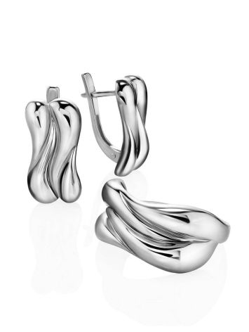 Wave Curvy Silver Ring, Ring Size: 6 / 16.5, image , picture 3