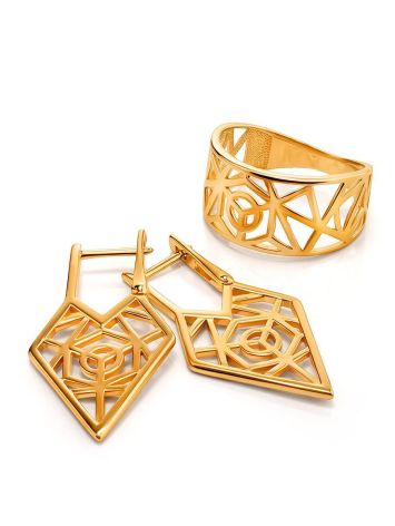 Geometric Gold Plated Silver Earrings, image , picture 3