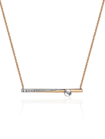 Golden Necklace With Diamond Crossbar Pendant, image 