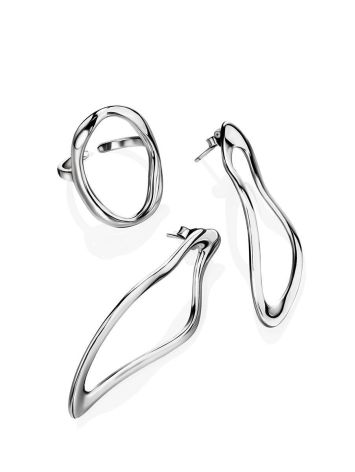 Smooth Stylish Silver Earrings The Liquid, image , picture 6