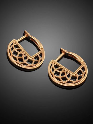 Laced Gold Plated Silver Round Earrings, image , picture 2