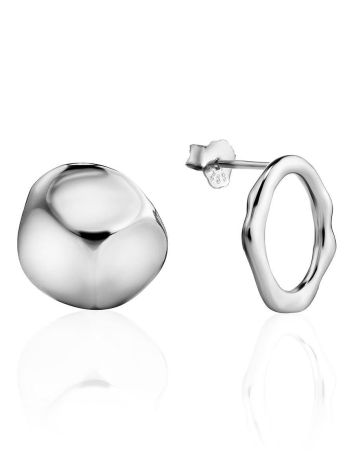 Asymmetric Pairing Of Silver Earrings The Liquid, image 