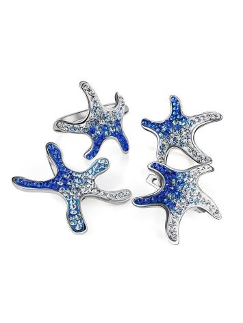 Silver Starfish Pendant With Blue And White Crystals The Jungle, image , picture 5