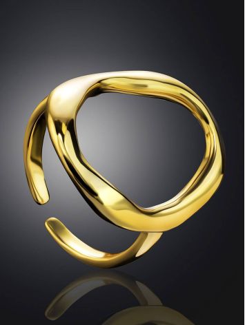 Stunning Contemporary Design Gold-Plated Silver Ring The Liquid, Ring Size: Adjustable, image , picture 2