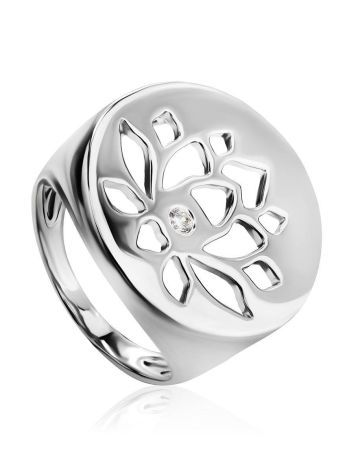 Silver Signet Ring With Crystal The Enigma, Ring Size: 6.5 / 17, image 