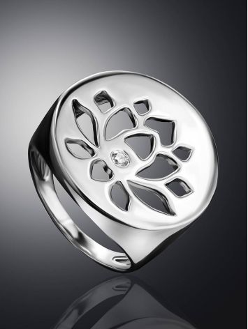 Silver Signet Ring With Crystal The Enigma, Ring Size: 6.5 / 17, image , picture 2