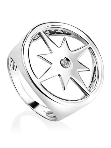 Fabulous Silver Starburst Signet Ring The Enigma, Ring Size: 7 / 17.5, image 