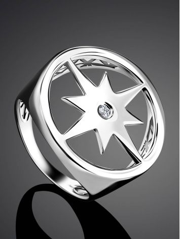 Fabulous Silver Starburst Signet Ring The Enigma, Ring Size: 8.5 / 18.5, image , picture 2