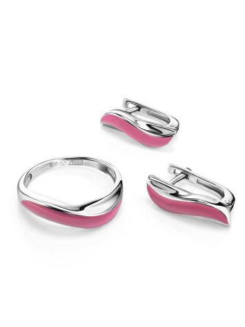 Pink Enamel Earrings In Sterling Silver, image , picture 4