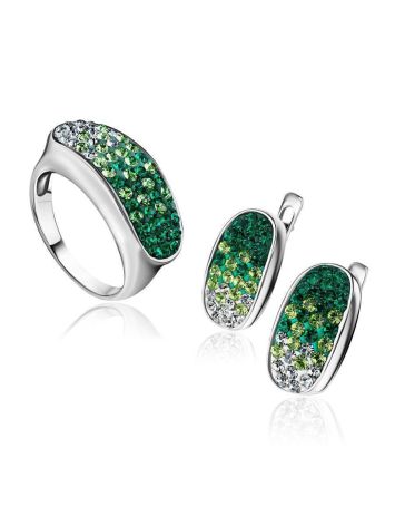 Sterling Silver Earrings With Green Crystals The Eclat, image , picture 5